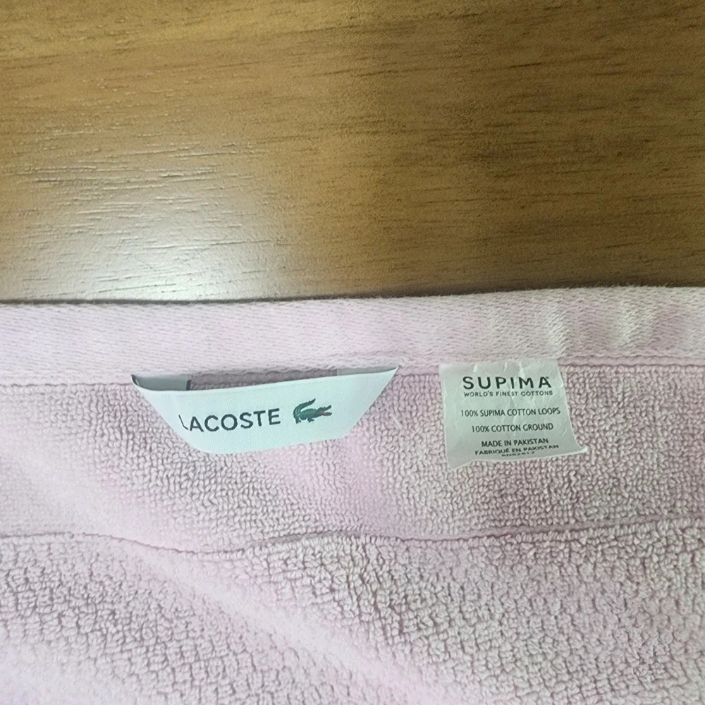Lacoste 3 Piece Towel Set In Pink 100% Supima Cotton Bath & Hand Towel Washcloth